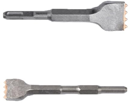 SDS Plus Tuckpointing Mortar Raking Bit 2pcs, 4 Tips Rotary Hammer Chisel Floor Scraper for Tile Masonry Brick Concrete (Hexagonal & Square Shank)