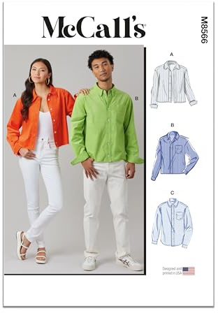 MCCALLS Sewing Pattern M8566A Unisex Shirt in Three Lengths A (XS-S-M-L-XL-XXL)