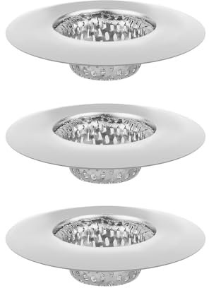 Wjelet 3 Stück Abflusssieb, Sieb Dusche Abfluss Haare, Abflusssieb Küchenspüle, Waschbecken Sieb, Edelstahl, Silber