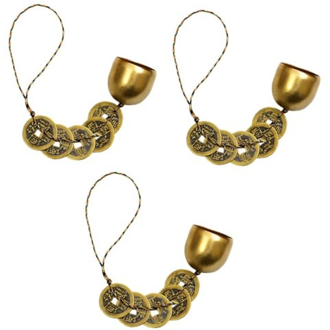 Alipis 3stücke Vintage Kupfer Glocken Für Türdekoration Fünf Farben Glücksglocke Mit Charme Kreatives Feng Shui Accessoire Für Haus Und Garten Zufällige Fadenfarbe