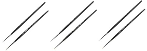 NUOBESTY 3 Ensembles Stylo Crochet Light Trousse Pinceaux Publicité Nail Art Pinceaux Gouaches Incliné Peinture Liquide Fouetter Pinceau À Huile Pinceaux d'artiste Nylon Black 2 Pièces * 3