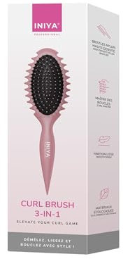 Iniya 3 in 1 lockige Haarbürste, entwirrende und lockige Bürste, Iniya Curl Brush 3 in 1, französische Marke Iniya Professional, pink