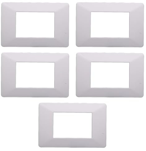 5 Placche, 3 moduli/posti, Compatibile Con Vimar Plana, colore bianco bianca, Placche In plastica di alta qualità, 100% compatibile con i supporti e i moduli originali