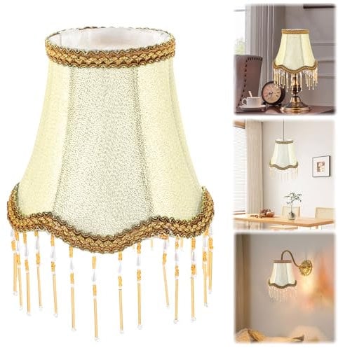Yunlaishaocer Lampenschirm,15x12x9cm Quasten Retro Lampenschirme, Abnehmbarer Lampenschirm e14, Geeignet für Kleine Tischlampe, Kronleuchter, Wandlicht,Geflochtener Quasten Lampenschirme