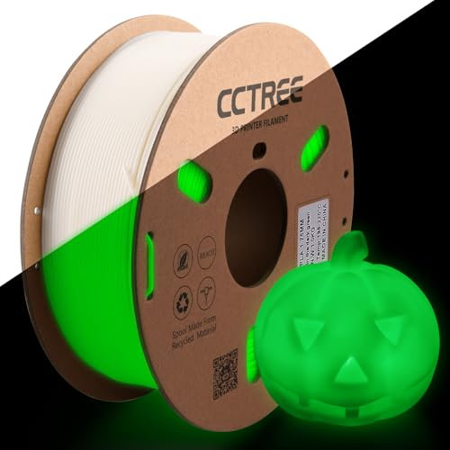 CCTREE PLA+ Filament 1.75mm, Glow in The Dark 3D Printer Filament PLA Plus, Dimensional Accuracy +/- 0.03 mm, 1KG Spool (2.2 lbs), Fit für Most FDM 3D Drucker, Leuchtend Grün