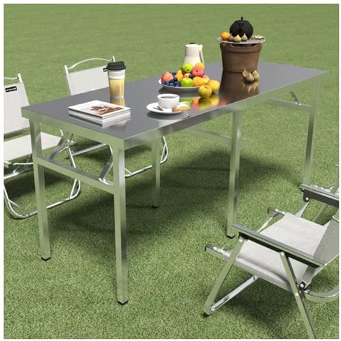 DHNDSDP Arbeitstisch Klapptisch Aus Edelstahl Tragbarer Campingtisch Den Außenbereich Küchenvorbereitungstisch Stabiler Metalltisch Mit Verstellbaren Beinen(62.9 * 23.6 * 29.5in)