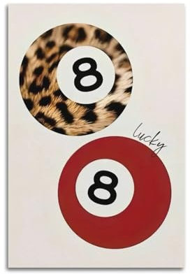 gimmygo Poster, Motiv: Lucky 8 Bälle, Leinwand, ästhetisches Cover, Poster, Vintage, dekoratives Gemälde für Wohnzimmer, Schlafzimmer, 20 x 30 cm, ungerahmter Stil