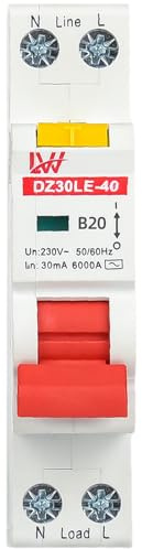 Sorlpv FI/LS Schalter RCBO B20A 30mA 230V, 1P Fehlerstromschutzschalter 6kA, DIN Schienen Montage, RCD Mehrfachschutz Leitungsschutzschalter- Kurve B