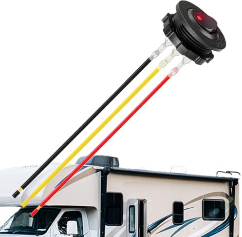 Interruptor Basculante - Interruptor De 3 Pines | Con Cable Preconectado Luz LED Roja Iluminada de Palanca 12 Voltios para Motor Marina Calentador Panel Bomba Motor y