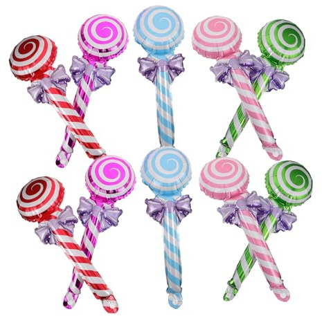 UPKOCH 50 Stück Aufblasbare Riesen-lutscher Wiederverwendbare Lollipop Deko Realistische Candy Form Luftballons für Geburtstag Party Fotorequisiten Kinderfreundliche Candyland Dekoration
