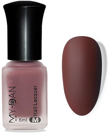 Nagellack Rotbraun Matt, Langanhaltender Schnelltrocknender, Coffee brown Matte Nail Polish, High-Gloss Matt Nagellack Für Frauen DIY Nagelkunst Maniküre 6ML, bis zu 9 Tage Halt (Reddish Brown)