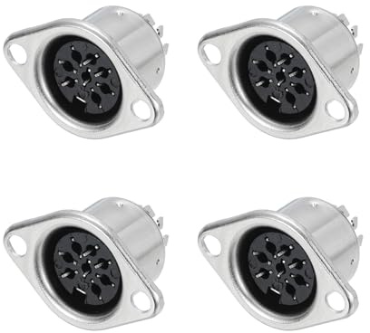 QUARKZMAN 8-Pin S-Video DIN Socket Femelle Jack Socket Connecteur Monture Panneau Soudure pour Audio/Signal Connecteur,Lot De 4 Couleur Argent