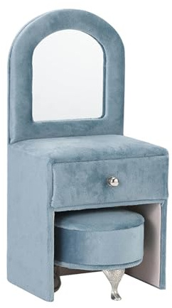 RCGOFOLLOW Moderne Puppenhausmöbel aus weichem Samt, einzigartige Puppenmöbel im Maßstab 1:6, auffälliges Puppenhaus mit Stauraum, Miniatursofa im Maßstab 1:6, Hellblau, 10 x 9 x 23 cm