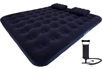 AVENLI Luftbett King-Size 203x183x22 cm, aufblasbares Gästebett 2–3 Personen, mit Pumpe und Kissen, CloudCoil, beflockt, bis 300 kg, blau