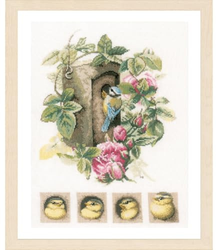 Nesting Box With Pink Roses - Cross Stitch Kit