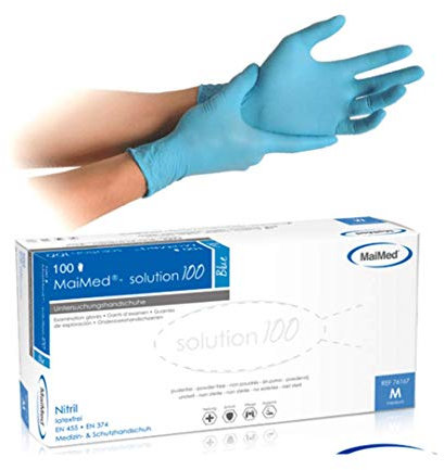 Guantes de nitrilo azul sin polvo Caja 100 guantes Extra resistentes Talla S maimed