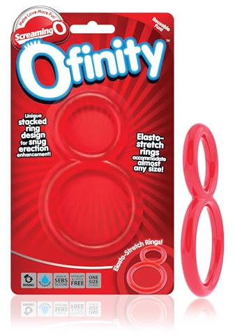 Screaming O Ofinity Cock Ring, Red - Double Cock Ring - Penis Ring, Stretchy, Comfortable Pleasure Ring - Couple Sex Toys, Dick Ring for Mutual Pleasure