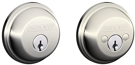 Schlage B62 N 618 Deadbolt with Standard Trim, Keyed 2 Sides, Highest Residential Security, Polished Nickel