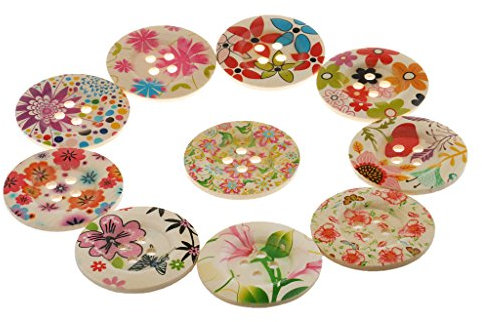 Sharplace 10 Holzknöpfe Dekoknöpfe Knöpfe Kinderknöpfe Knopfmischung Knopfset, Motiv, 5cm
