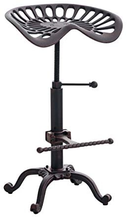 CLP Barhocker Butch mit gusseisernem Sitz & Fußstütze | Thekenhocker mit Metallgestell | Höhenverstellbar & belastbar bis 150 kg, Farbe:Bronze