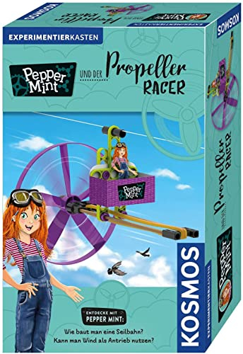 Kosmos 606091 Pepper Mint und der Propeller-Racer, Wie baut man eine Seilbahn? Kann man Wind als Antrieb nutzen? Experimentierset, Ideal auch als Mitbringsel und Geschenk für den Kindergeburtstag