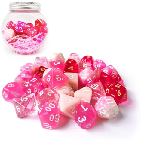 Bescon Polyhedral RPG Dice Full 35pcs Blossom Set, DND Role Playing Game Dice 5X7pcs
