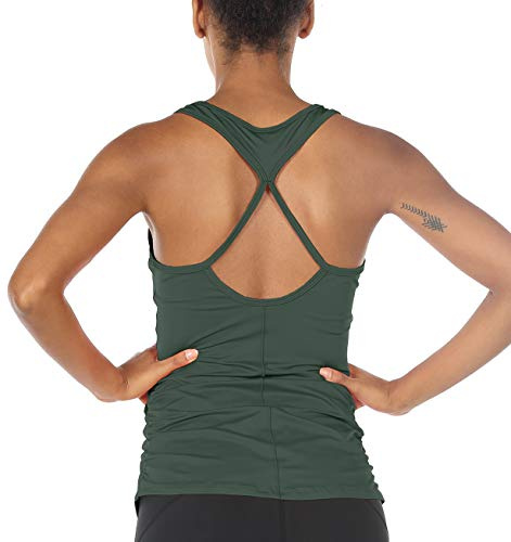 icyzone Damen Sport Top Fitness Gym Ärmelloses Shirt Atmungsaktive Running Yoga Tank Top