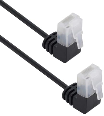CABLEPELADO Cavo di Rete LAN Dati Gigabit RJ45 Intrecciato 2x 90°, Categoria 5E, Compatibile PC, Smart TV, Server, 50 cm, Nero