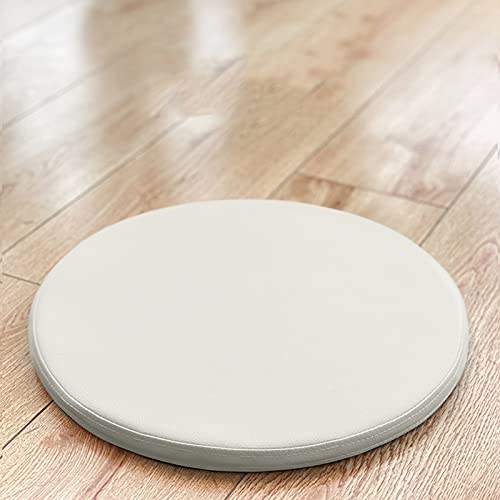 ZZZYZ Runde Memory Foam Sitzkissen Leder Atmungsaktiv Stuhlkissen Büro Tatami Sitzpolster Meditationskissen Für Bürostuhl Indoor-nutzung-Weiß 35cm(14inch)