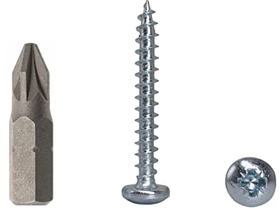 Lot de 50 vis à bois à tête cylindrique DIN 7981 en acier zingué 4,0 x 30 mm Vis à bois à panneaux d'aggloméré Vis à tête cylindrique universelles Pozi 4,0 x 30 mm