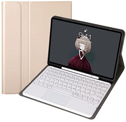 Keyboard Cover Case for iPad 9.7'' (2018/2017, 6th/5th Gen.), Wireless Bluetooth Keyboard, Detachable/Trackpad, Soft TPU Back Cover, with Pencil Slot