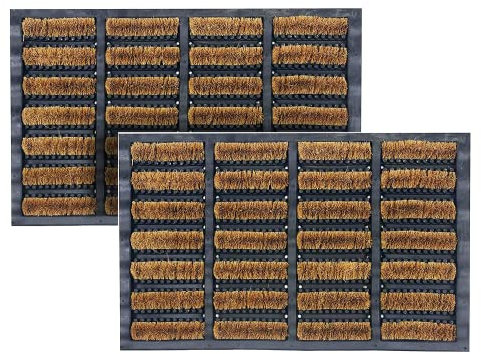 VL Door Mat 40x60cm – Durable Coir Door Mats Outdoor with Anti-Slip Rubber Base – Machine Washable, Super Absorbent Outdoor Mat for Mud, Rain & Dirt – Great for Entryways, Patio, Porch (Pack of 2)