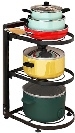NELLHOMY Töpfe und Pfannen Organizer für Schrank, Snap-on und justierbare Heavy-Duty Topf und Pfanne Rack, Topf Organizer für Küche Organisation& Lagerung (3-Tiers)
