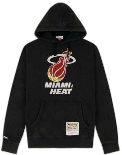 Mitchell & Ness Felpa con cappuccio NBA/HWC Word, Miami Heat, Nero, XL