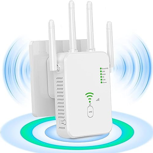 WiFi Extenders Signal Booster 1200Mbps Dual Band Outdoor WiFi Extender Long Range (8500sq.ft) Internet Extender Wifi Booster 4Antennas360°FullCoverage Wifi Booster and Signal Amplifier