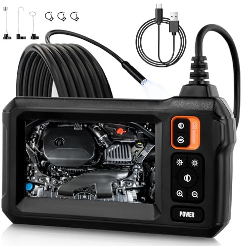 Endoscope with Light, 8mm 1080P HD Inspection Camera, IP67 Waterproof Digital Borescope, 16.5ft Flexible Snake Cable, 4.3 Inch LCD Screen Industrial Endoscope