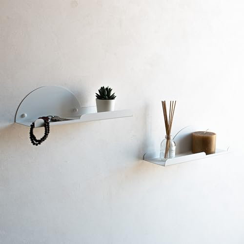 MILUKA Baldas Pared con Perchero | Set 2 Estante Color Blanco 35 cm con Colgador | Estantes Infantiles, Estante Baño, Cocina, Recibidores de Entrada o mesita de Noche.