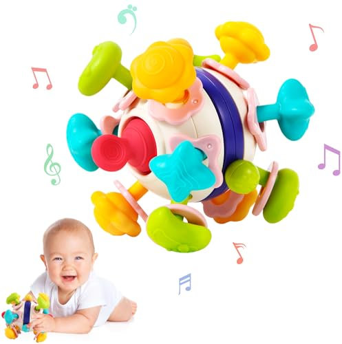 Hooku Baby Teethers Montessori Sensory Toys, Rattle Chew Teething Set, Toddler Educational Learning Gifts for Infant Newborn Boys Girls
