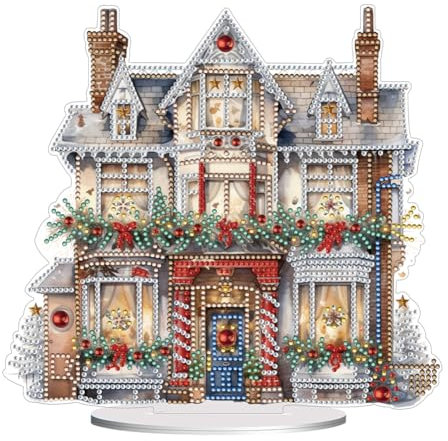 AZURAOKEY Kit d'art diamant à faire soi-même, décorations de table en cristal, forme spéciale de Noël, pierres précieuses uniques, kit de bureau pour décoration de bureau à domicile