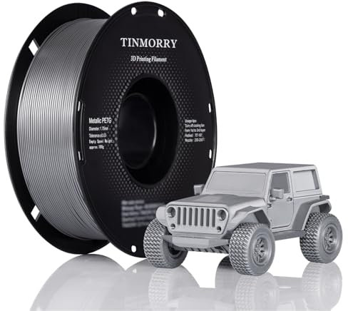 TINMORRY Filamento metallico PETG da 1,75 mm, per stampa 3D Rapid PETG, PETG con portata rapida, compatibile con stampante 3D Bambu Lab FDM, bobina da 1 kg, cromato/argento metallico