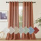 PONY DANCE Gardinen Leinen Halbtransparent Wohnzimmer Vorhänge Boho Style Ösenvorhang 2er Set H 245 x B 140 cm Leinenoptik Gardinen für Schlafzimmer Leinenvorhänge, Rotbraun