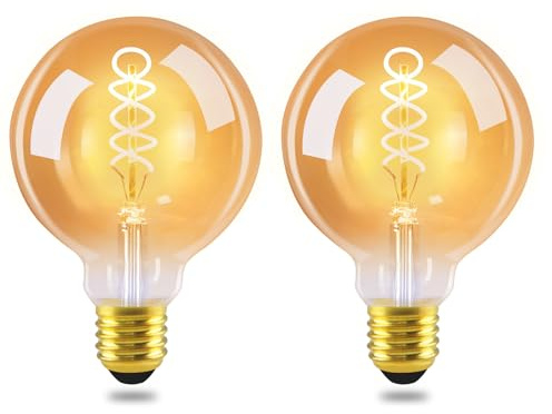GBLY 2er pack LED Lampe E27 Glühbirne G95 Vintage Warmweiss Leuchtmittel | 4W 2200K Edison Glühlampe Retro Filament Birnen Bulb Energiesparlampe für Haus Café Bar nicht Dimmbar