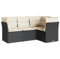 vidaXL Garten Sofa Garnitur 4-TLG., Gartenmöbel Set mit Kissen, Sitzgruppe für Garten Terrasse, Modular Gartensofa Lounge, Schwarz Poly Rattan