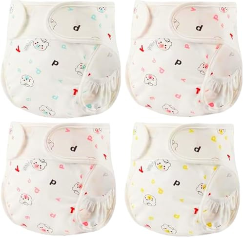 Pannolini per Bambole Riutilizzabili Regolabili in Velcro 4 pezzi Biancheria intima per bambole accessori per 17-24 pollici Bambole Reborn, Pannolini con motivo a orsetto