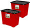 Neat. 80L Storage Boxes with Lids - Red Base & Black Clip Lid Ideal for Home Organisation, Durable, Space-Saving Plastic Box with Lid Storage Solutions Great for Bedroom, Garage & Office Use Pack of 2