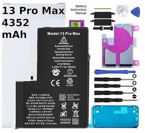 Battery Kit for iPhones Includes Waterproof Sticker, Battery Stickers, MAGNETIC Tools Battery Replacement for iPhone (iPhone 13 Pro Max)