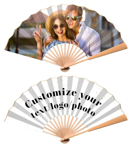 DUOYUN Personalized Photo Folding Fan, Decorative Hand Held Folding Fan with Customizable Photos for Shows, Parties, Weddings, Decorations, Birthday Gifts, Customized Corporate Folding Fan