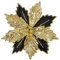 Arborus 8 PCS Poinsettia Christmas Decorations 8.3“ Glitter Christmas Poinsettia Artificial Flowers Stem Black Christmas Tree Decorations Artificial Christmas Flowers for Xmas Garland Wreath Decor