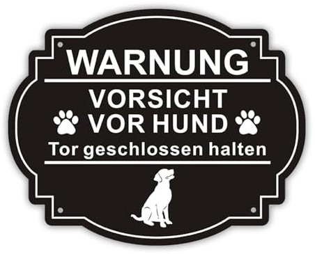 Acuxiaza 25x20 cm Vorsicht Hund Schild Aluminium Warnung Vor Dem Hund Schilder Achtung Hund Schild Das Etikett Kommt Mit Starkem Kleberücken und Wurde Bereits Mit Vier Löchern Gestanzt