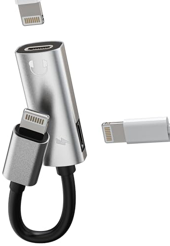 Adaptateur Lightning à double prise (2 en 1) avec câble de charge, répartiteur jack vers audio AUX de voiture pour casque Apple MFI certifié Apple MFI pour iPad, téléphone portable, prise casque